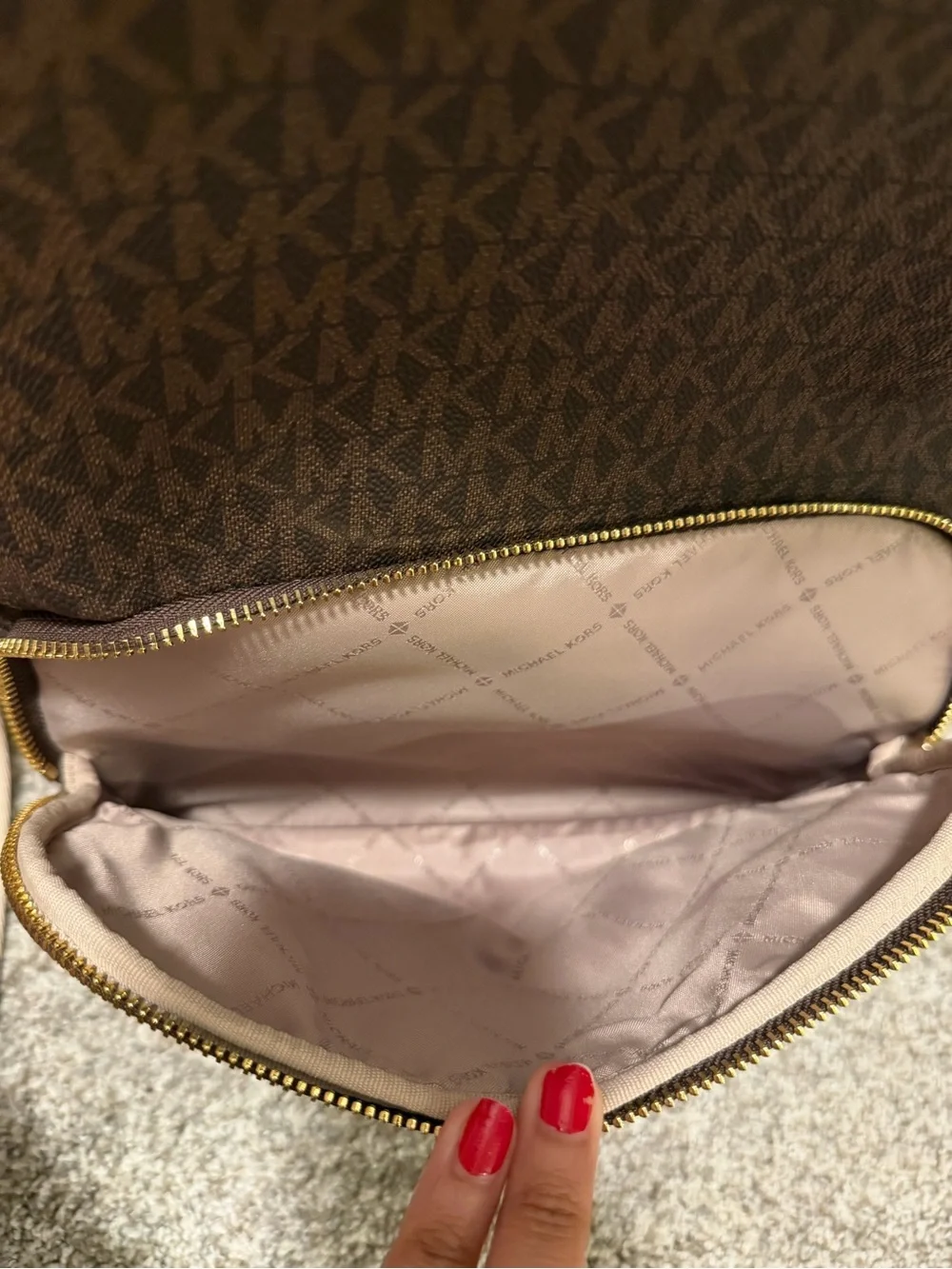 Michael Kors Brown Signature Logo Backpack